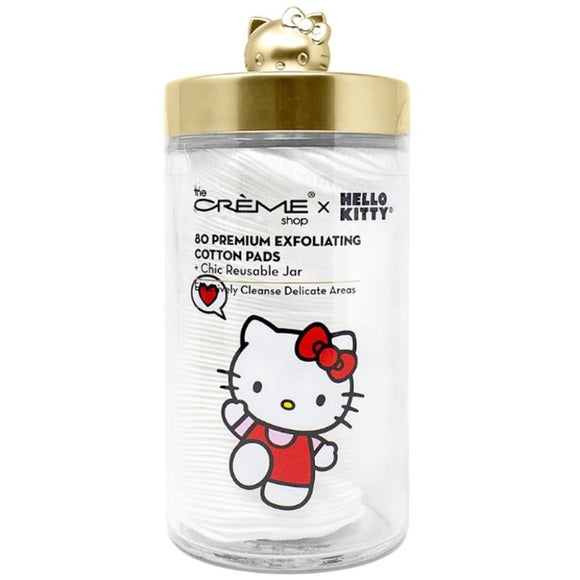 New The Crème Shop x Hello Kitty Chic Reusable Glass Jar with Soft Cotton Pads