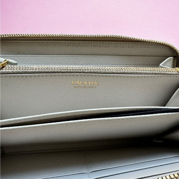 Authentic Prada Saffiano Trend Leather Zip Wallet
