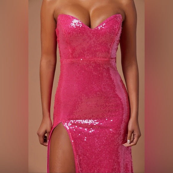 New hot pink corset maxi