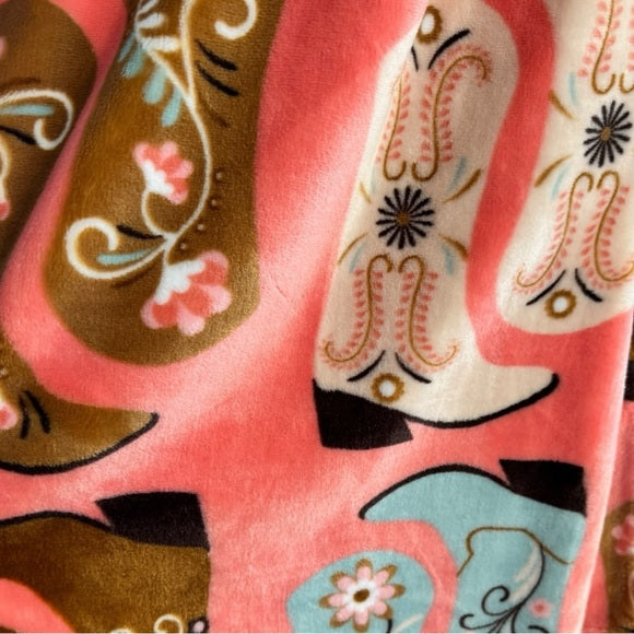 Rare ultra soft new cowboy girly western throw two pack