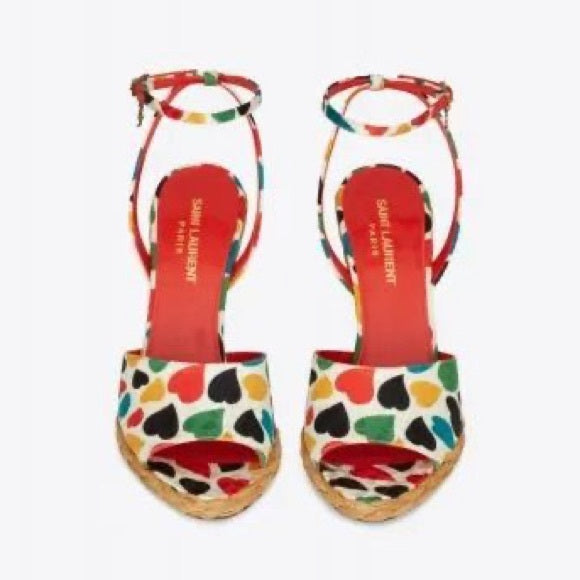 New authentic saint Laurent heart Paloma wedges