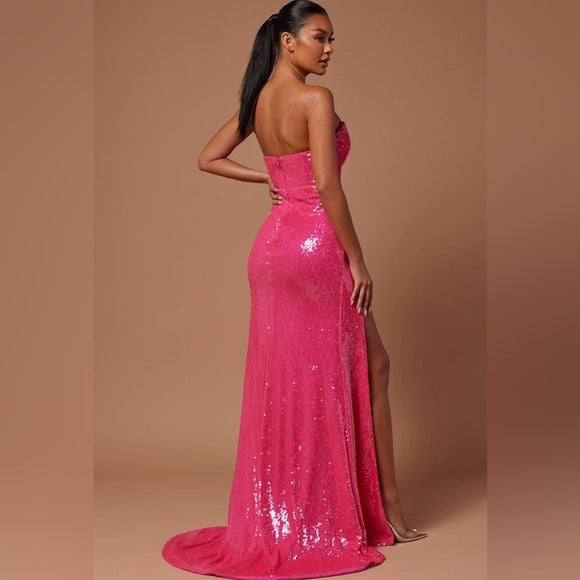 New hot pink corset maxi