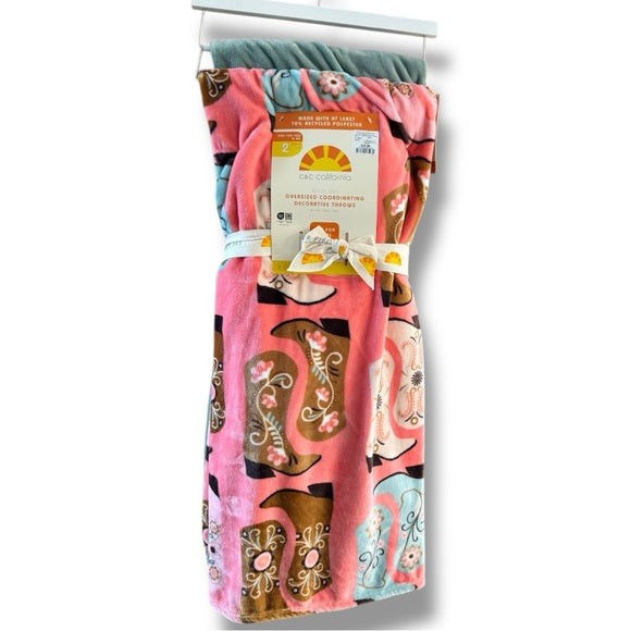 Rare ultra soft new cowboy girly western throw two pack