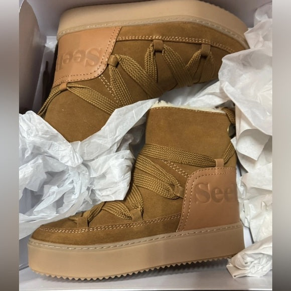 SEE by Chloé Charlee Shearling-Lined Moc Boots