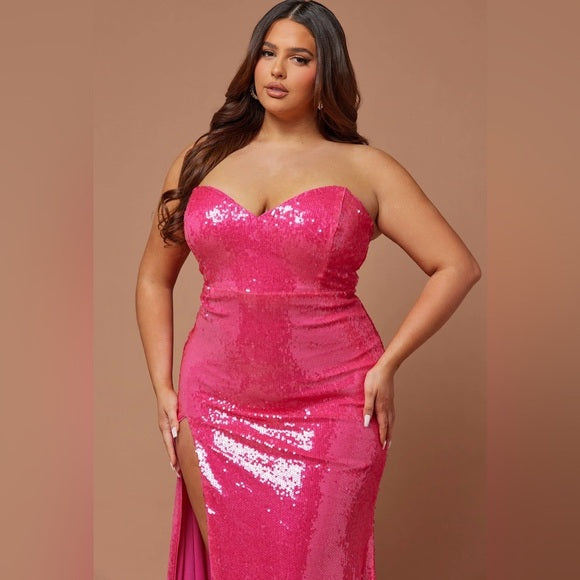 New hot pink corset maxi