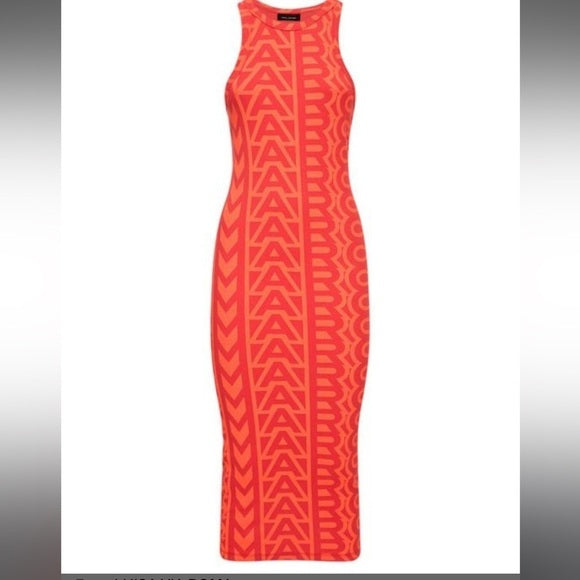 New Marc Jacobs Women's Red The Monogram Race Ribbed Dress