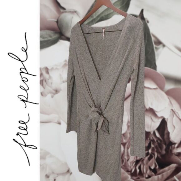 Free People Women's Ginger Tie-Waist Mini Long Sleeve Dress
