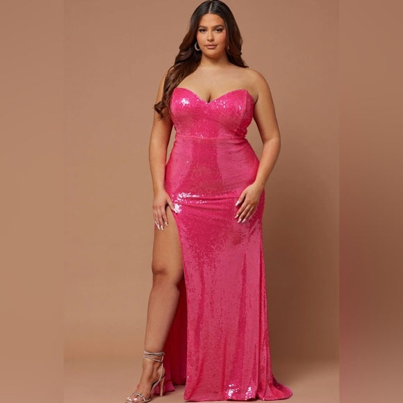 New hot pink corset maxi