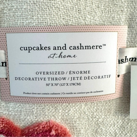 NWT Cupcakes & Cashmere Tufted Groovy Hearts, Valentines Day, Throw Blanket