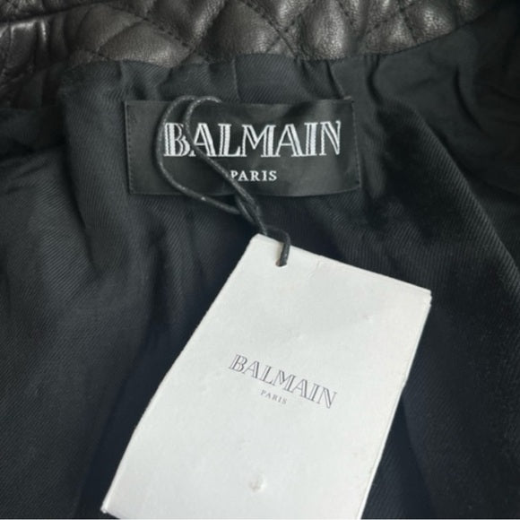 New authentic BALMAIN CLASSIC 6-BUTTON LEATHER JACKET SZ38