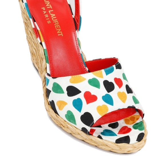 New authentic saint Laurent heart Paloma wedges