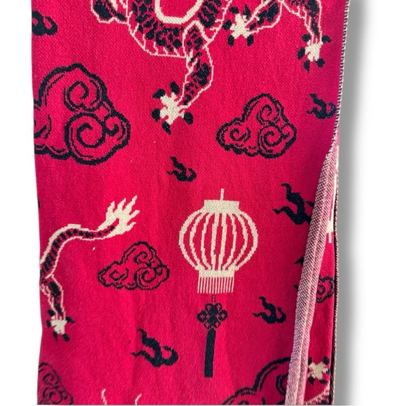 New Asian themed dragon lunar new year oversized throw blanket
