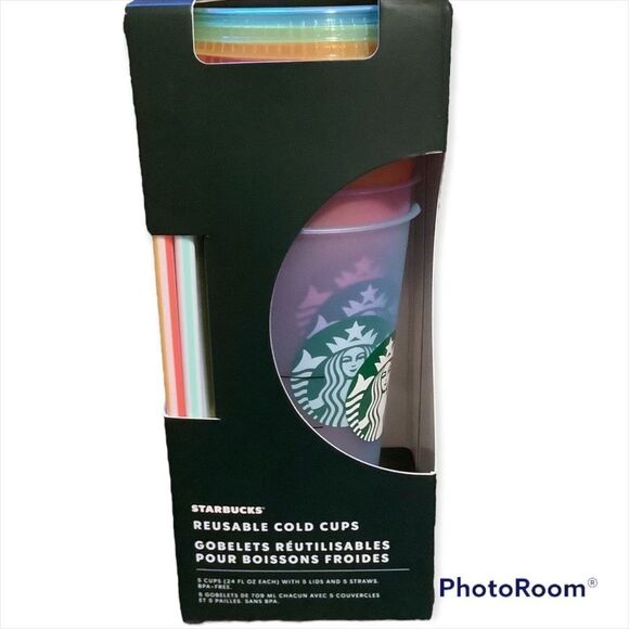 STARBUCKS limited edition boxed summer cold cup set, new in box/nwt
