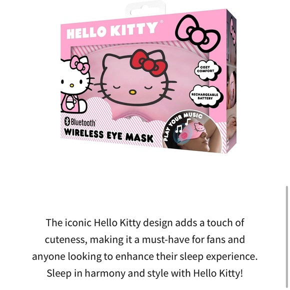 New Hello Kitty Bluetooth Wireless Eye Mask - Cozy Plush Sleep Mask