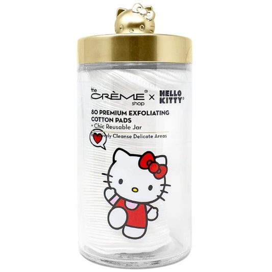 New The Crème Shop x Hello Kitty Chic Reusable Glass Jar with Soft Cotton Pads