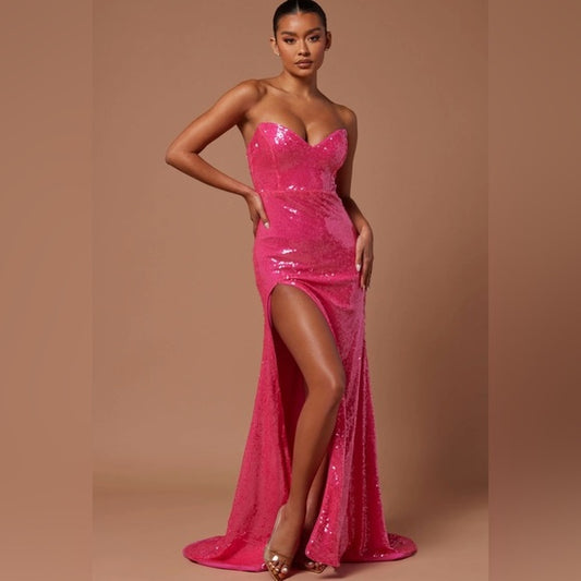 New hot pink corset maxi