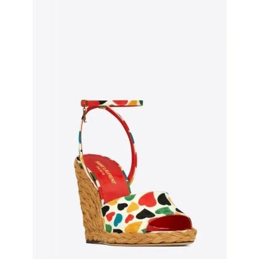 New authentic saint Laurent heart Paloma wedges