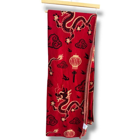 New Asian themed dragon lunar new year oversized throw blanket